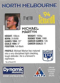 1994 AFL Sensation #17 Michael Martyn Back